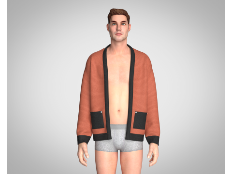 Men Cardigan 3D 模型