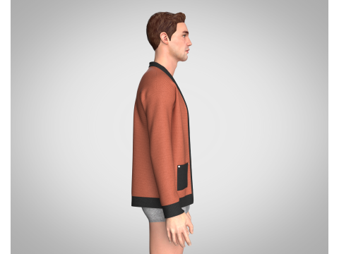 Men Cardigan 3D 模型