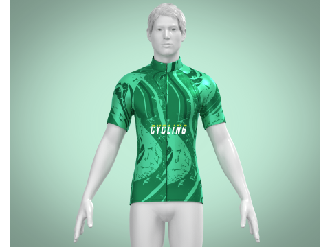 Men Cycling Jersey - Green Printed 3Dモデル