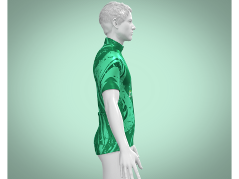Men Cycling Jersey - Green Printed 3Dモデル