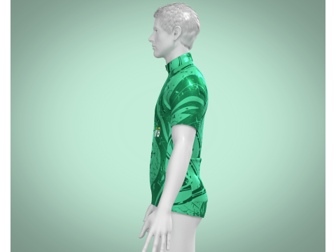 Men Cycling Jersey - Green Printed 3Dモデル