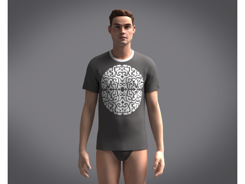 Men Gray T-Shirt Model 3D
