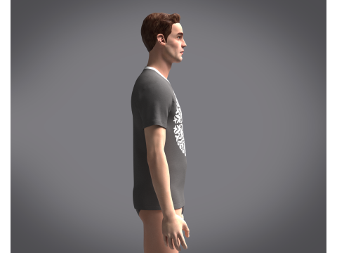 Men Gray T-Shirt Model 3D