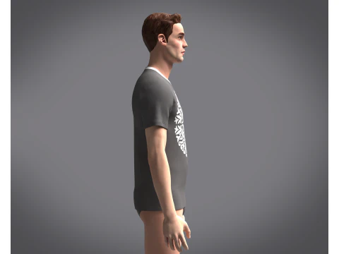 Men Gray T-Shirt 3D Model