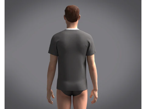 Men Gray T-Shirt 3D Model