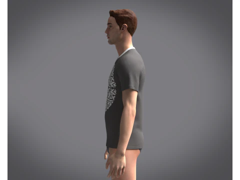 Men Gray T-Shirt 3D Model