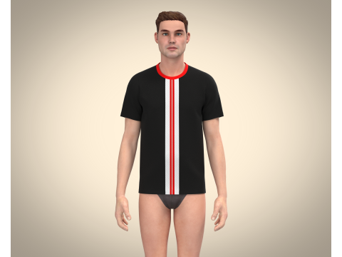 Men Black T-shirt Modelo 3D