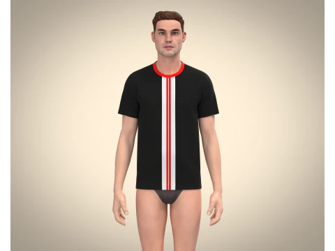 Men Black T-shirt 3D Model