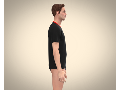 Men Black T-shirt Modelo 3D