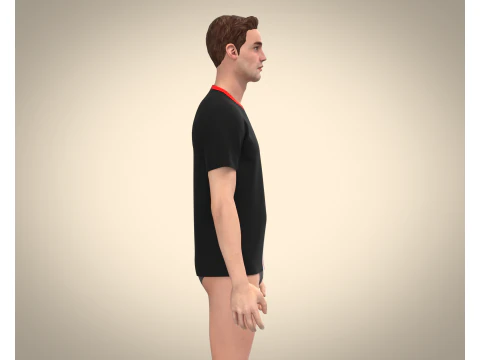 Men Black T-shirt 3D Model