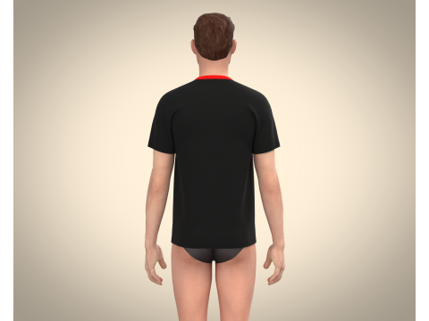 Men Black T-shirt Modelo 3D