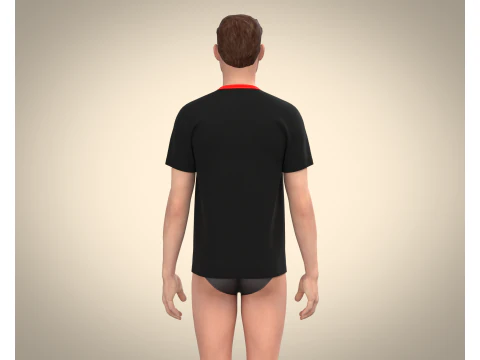 Men Black T-shirt 3D Model