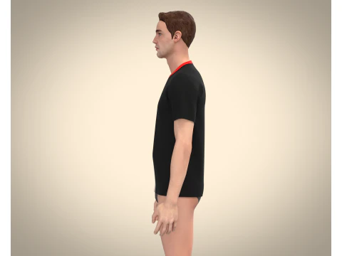 Men Black T-shirt 3D Model