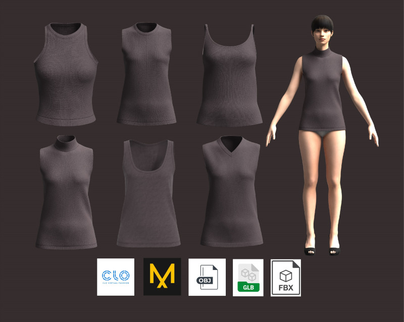 Ladies Tank Tops - 6 Styles Pack Modelo 3D .c4d .max .obj .3ds .fbx .stl .blend 
