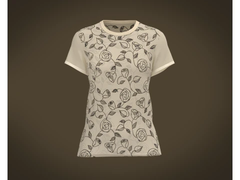 Tops estampados femininos Modelo 3D