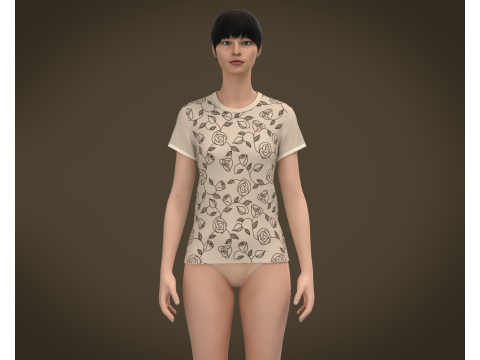 Ladies Printed Tops 3D Model