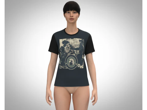Ladies Print T-Shirt 3D Model