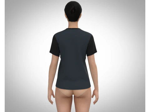 Ladies Print T-Shirt 3D Model