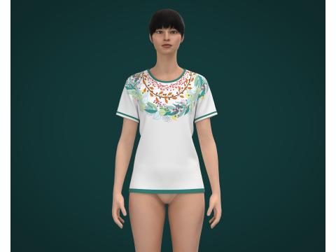 Ladies Print Tops V2 3D 모델