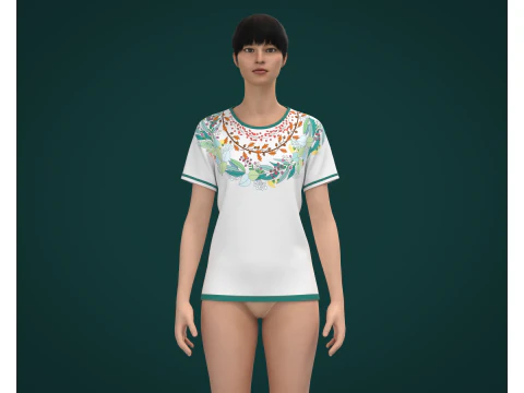 Ladies Print Tops V2 3D Model