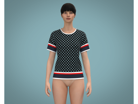 Ladies Print Tops V3 3D Model