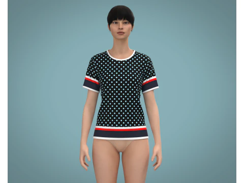 Ladies Print Tops V3 3D Model