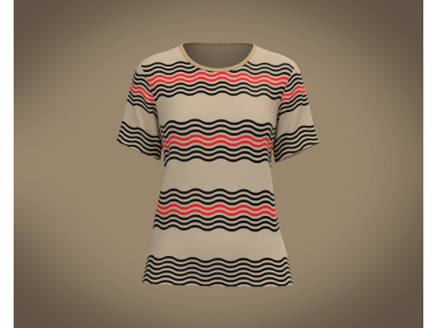 Ladies Print T-shirt 3D Model