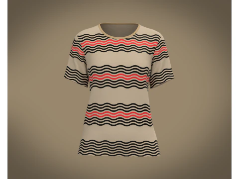 여성용 프린트 티셔츠 3D 모델