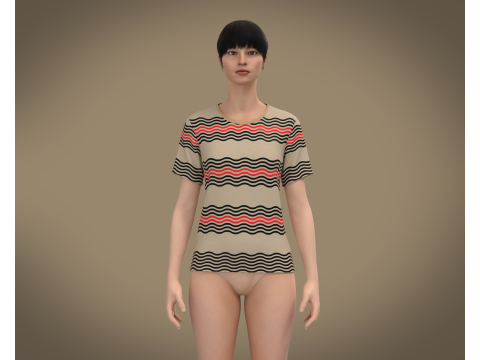 Ladies Print T-shirt 3D Модель