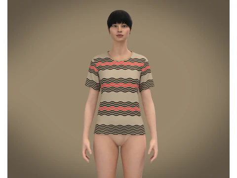 Ladies Print T-shirt 3D Model