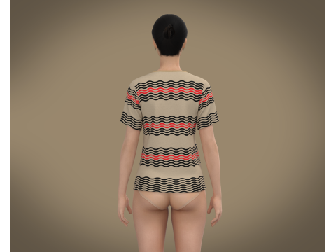 Ladies Print T-shirt 3D Модель