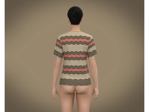 Ladies Print T-shirt 3D Model