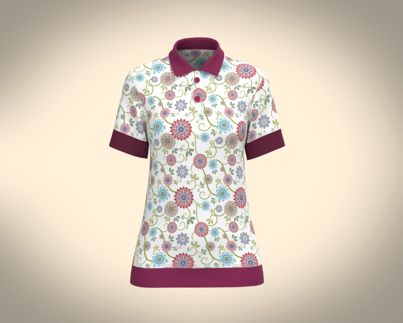 Ladies Print Polo Shirt 3D Model .c4d .max .obj .3ds .fbx .stl .blend 
