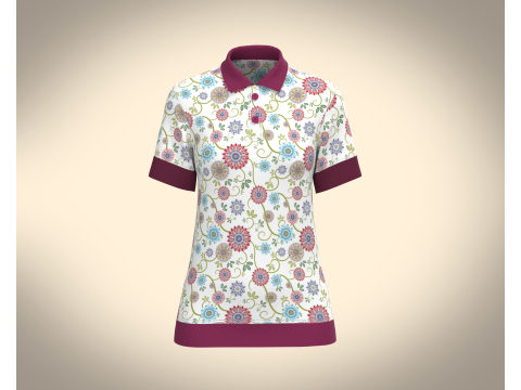 Ladies Print Polo Shirt 3D 模型