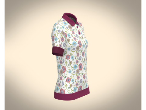 Ladies Print Polo Shirt 3D Model