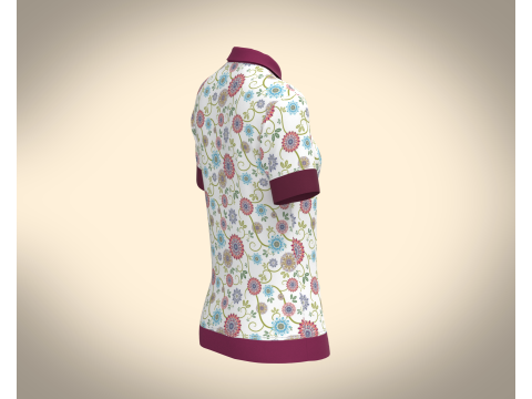 Ladies Print Polo Shirt 3D Model