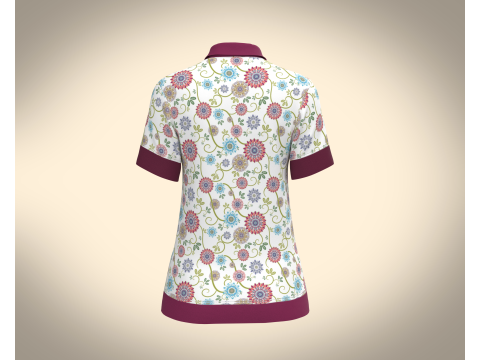 Ladies Print Polo Shirt 3D Model