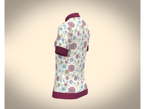 Ladies Print Polo Shirt 3D Model