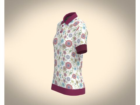 Ladies Print Polo Shirt 3D Model