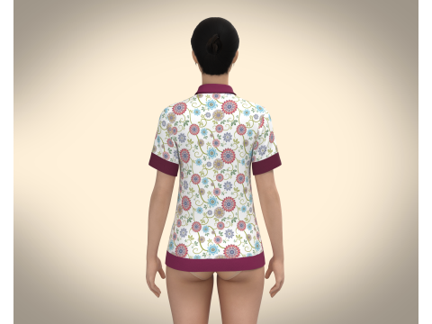 Ladies Print Polo Shirt 3D Model