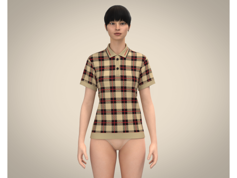 Ladies Print Polo V2 Model 3D