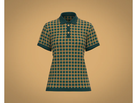 Polo Cetak Wanita Model 3D