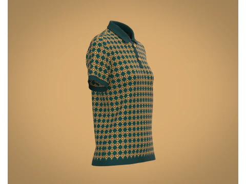 Ladies Print Polo 3D Model