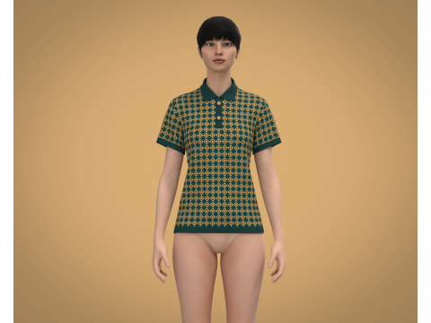 Ladies Print Polo 3D 모델