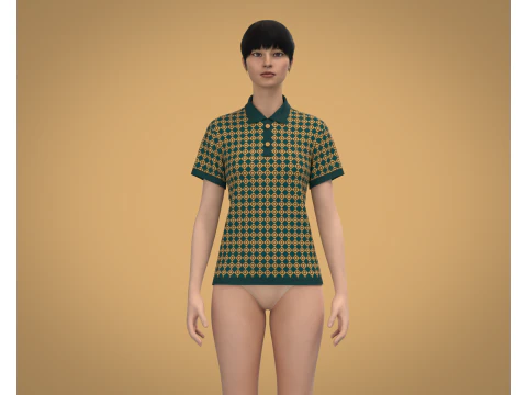 Ladies Print Polo 3D Model