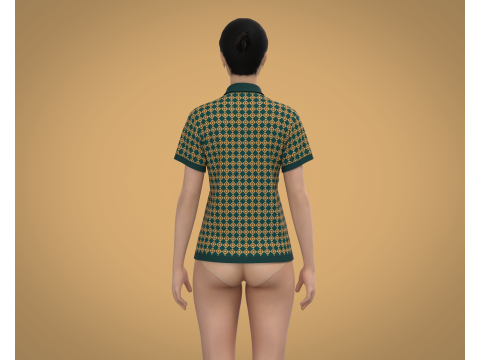 Ladies Print Polo 3D 모델