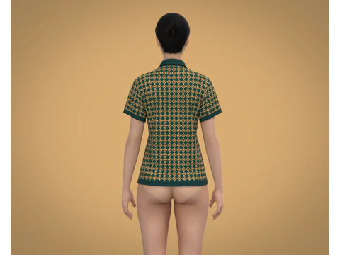 Ladies Print Polo 3D Model