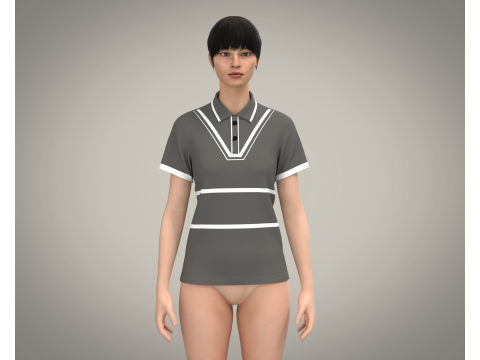 Ladies Polo Tops V2 3D Model