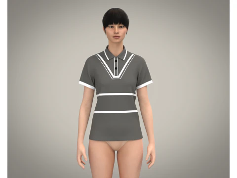 Ladies Polo Tops V2 3D Model