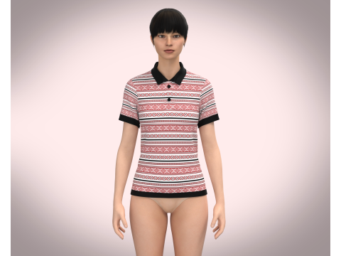 Ladies Printed Polo 3D Model